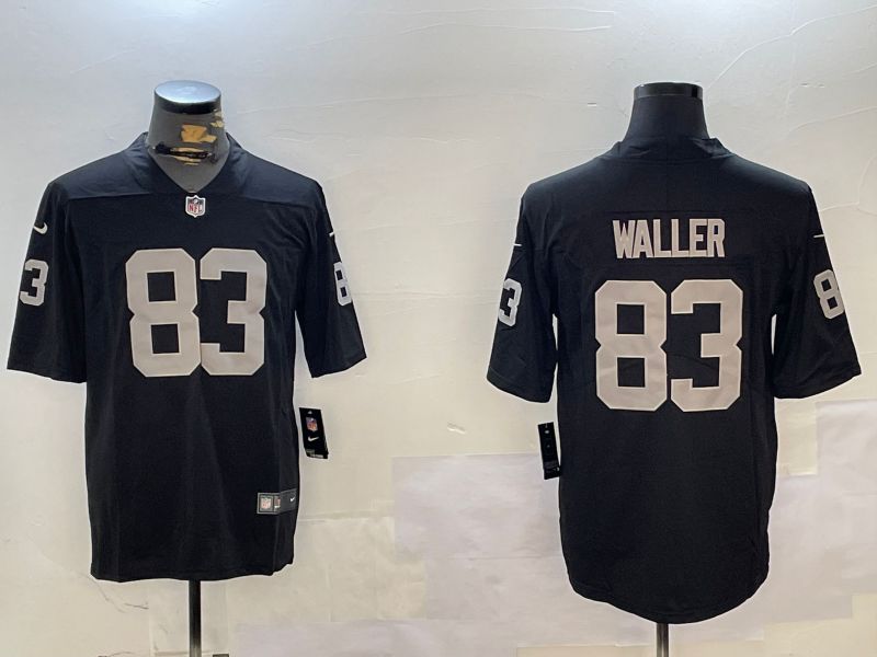 Men Oakland Raiders #83 Waller Black Second generation 2024 Nike Limited NFL Jersey style 1
